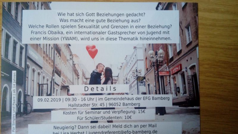 Beziehungsseminar 9.2.2019, 9:30-16 Uhr - Seminar - Bamberg