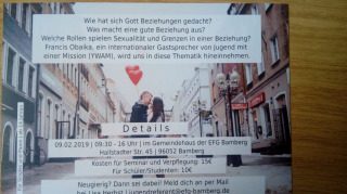 Beziehungsseminar 9.2.2019, 9:30-16 Uhr, Seminar, Bamberg, Bayern